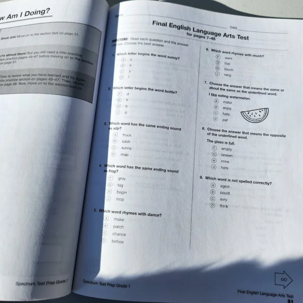 Spectrum Test Prep Grade 1 Booklet Book Workbook Assessment Math English New